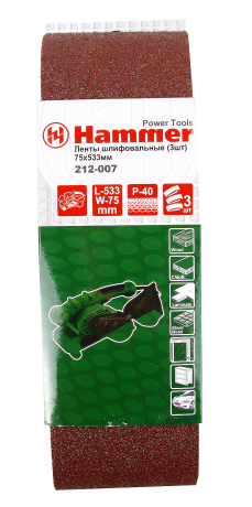 Hammer 75 Х 533 Р 40  3 шт., Лента шлифовальная бесконечная - фото 116390