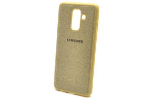 Original Чехол-накладка /силикон.джинс,иск.кожа/ для Samsung A8-plus 2018/A7 2018/A730F золото (6871) - фото 126746