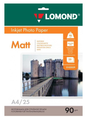 Бумага Lomond 0102029 A4/90г/м2/25л./белый матовое для струйной печати - фото 158901