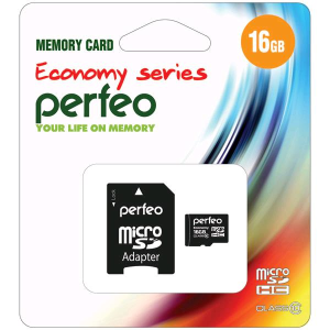 Perfeo microSD 16GB (Class 10)+adapter economy series - фото 158913