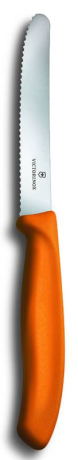 Нож кухонный Victorinox Swiss Classic (6.7836.L119) стальной столовый лезв.110мм серрейт. заточка оранжевый - фото 173829