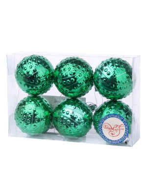 Magic Time Набор новогодних шаров Зеленые бусинки 6 шт. 6 см. - фото 28661