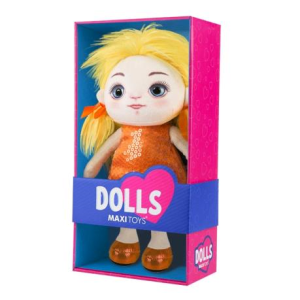 Maxi-Toys Dolls Мягкая Игрушка, Кукла Милена в Оранжевом Платье, 35 см, в Коробке. (MT-MRT121911-35) - фото 38865