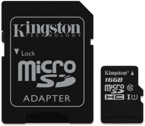 Kingston microSDHC 16Gb Class10 SDCS/16GB + adapter - фото 39871