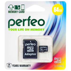 Perfeo microSDXC 64GB Class 10+adapter - фото 39919