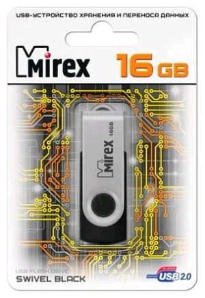 Mirex Swivel, USB 2.0, 16ГБ  Черный - фото 39978