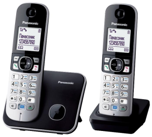 Р/Телефон Dect Panasonic KX-TG6812RU черный (труб. в компл.:2шт) АОН - фото 50281