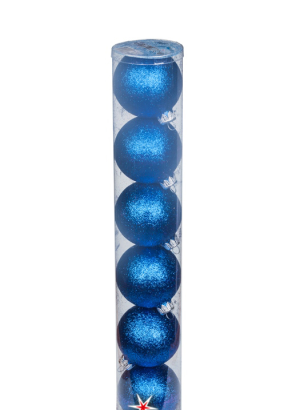 Morozko Набор  пластиковых шаров "Радужный" синий (набор х 6 шт.) (16),65мм - фото 52137