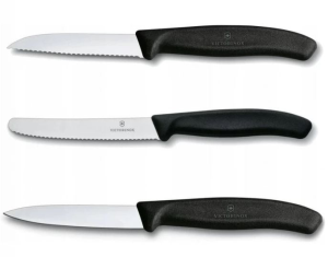 Набор ножей кухон. Victorinox Swiss Classic Paring (6.7113.3) компл.:3шт черный европодвес - фото 54855