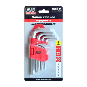 AVS HKS-9 Набор торцевых ключей шестигранных, 1,5-10 мм., 9 шт. (A40162S) - фото 731306