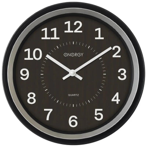 Energy  ЕС-143, Часы настенные кварцевые, круглые, черный с белым (102259) - фото 753730