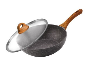 Lara LR01-57-28 WOK Вок LARA GRANIT серия PALERMO ков алюм 28х8см, ИНДУКЦИЯ, крышка, толщина 3,3 мм - фото 777894