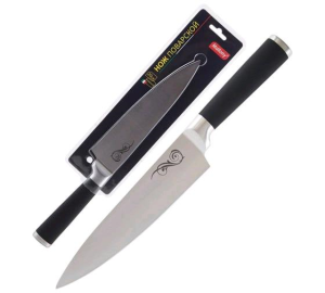 Mallony Нож MAL-01RS (поварской) с прорезиненной ручкой 985361 - фото 778086