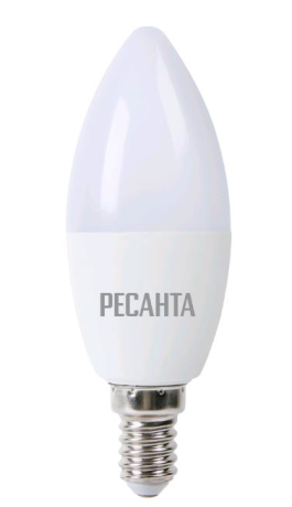 Ресанта LL-R-C37-7W-230-3K-E14 свеча, теплый свет, Лампа светодиодная (76/1/5) - фото 77954