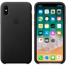 Apple Кожаный чехол Leather Case для iPhone X, цвет (Black) черный(MQTD2ZM/A)