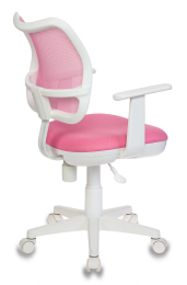 Кресло детское Бюрократ CH-W797/PK/TW-13A спинка сетка розовый сиденье розовый TW-13A колеса белый/розовый (пластик белый)