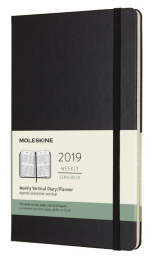 Еженедельник Moleskine CLASSIC WKLY VERTICAL LARGE 130х210мм 144стр. фиксирующая резинка черный