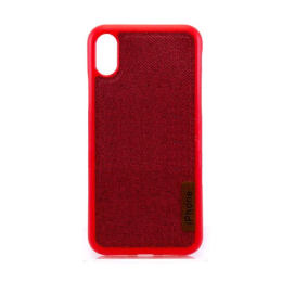 Original Чехол-накладка /силикон.джинс,иск.кожа/ для Apple iPhone X красный (6864)