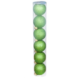 Morozko Набор пластиковых  шаров "Радужный Laser" зеленый (набор х 6 шт) (16),65мм