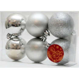 Magic Time Набор новогодних шаров "Ассорти черненое серебро" 6 шт. 6 см.