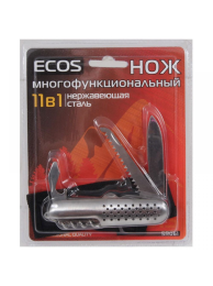 Ecos SR061, Многофункциональный туристический нож, 11 в 1, металл (325111)