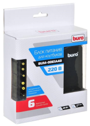 Блок питания Buro BUM-0061A40 автоматический 40W 7.5V-20V 6-connectors 3.2A 1xUSB 1A от бытовой электросети LED индикатор