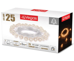 VEGAS Электрогирлянда "Бриллианты" 25 теплых LED ламп, прозрачный провод, 5 м