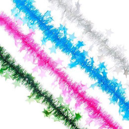 Сноу Бум Мишура, 200х8см, PVC, со звездами, 4 цвета, (2203)