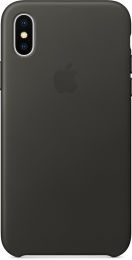Apple Кожаный чехол Leather Case для iPhone X, цвет (Charcoal Gray) угольно-серый(MQTF2ZM/A)