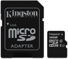 Kingston microSDHC 16Gb Class10 SDCS/16GB + adapter