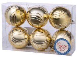 Magic Time Набор новогодних шаров Золотая вспышка 6 шт. 6 см.