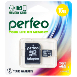Perfeo microSDHC 16GB Class 10 + adapter PF16GMCSH10A