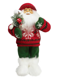 Maxi-Toys Новогодня фигурка Деда Морооза, в Красном Свитере с Мишкой, 32 см. (MT-121484-32)