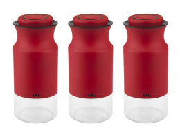 Bradex TK 0335 Набор банок для сыпучих продуктов TAC M, 3 шт., красный 1000мл