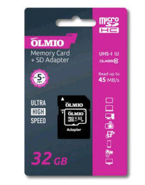 Olmio 32GB Class 10 UHS-I, c адаптером (39122)