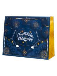 Подарочный пакет Magic Time "Синий, золото", 40,6 cм, 157 г/м2, 40,6*33*16 (89769)