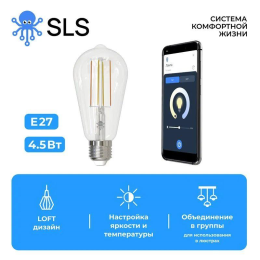 SLS Лампа LED-10 LOFT E27 WiFi, (SLS-LED-10WFWH)