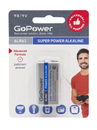 GoPower Крона 6LR61 BL1 Alkaline 9V (1/10/240)