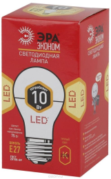 Эра ECO LED A60-10W-827-E27, Теплый свет, Лампа светодиодная (Б0028006)
