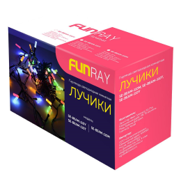 Funray "Лучики" SE-BEAM-110M, Гирлянда светодная, 10М, 100LED, мульти (4цв.),темно-зел.шн. 0,7м, контр. (2588)