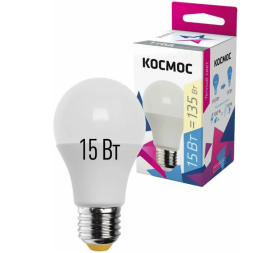 Лампа светодиодная Космос A60 E27 15W 3000К 200-240V груша матовая (LkecLED15wA60E2730)