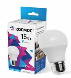 Лампа светодиодная Космос A60 E27 15W 4500К 200-240V груша матовая (LkecLED15wA60E2745)