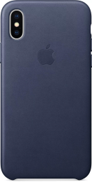 Apple Кожаный чехол Leather Case для iPhone X, цвет (Midnight Blue) тёмно-синий(MQTC2ZM/A)