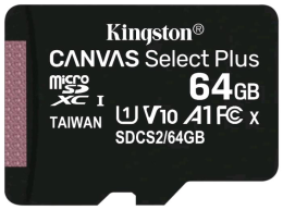 Kingston microSDXC 64GB Class 10 UHS-I U1 Canvas Select Plus  100MB/s(SDCS2)