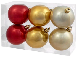 Magic Time Набор новогодних шаров Ассорти красный, золотой, белый 6 шт. 6 см.