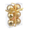 Сноу Бум Новогодние шары, набор с орнаментом 6 шт. 6  см. d 8 см. золото, в подарочной упаковке. - фото 170950