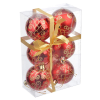 Сноу Бум Новогодние шары, набор с орнаментом 6 шт. 6  см. d 8 см. красный, в подарочной упаковке. - фото 4750