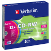 CD-RW Verbatim 700Mb 12x Slim case (5шт) Color (43167) - фото 761863