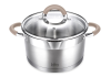 Lara LR02-345 Кастрюля LARA (нерж) серия <Берлин> 7,0л 26x14см капс.дно, шкала, силик.накл, крыш.-дуршлаг - фото 777772