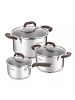 Vensal 1508VS Набор 6 пр Coquet из кастрюль 3,7л(20см), 6,3л(24см) и ковша 2л(16см) нерж - фото 833460